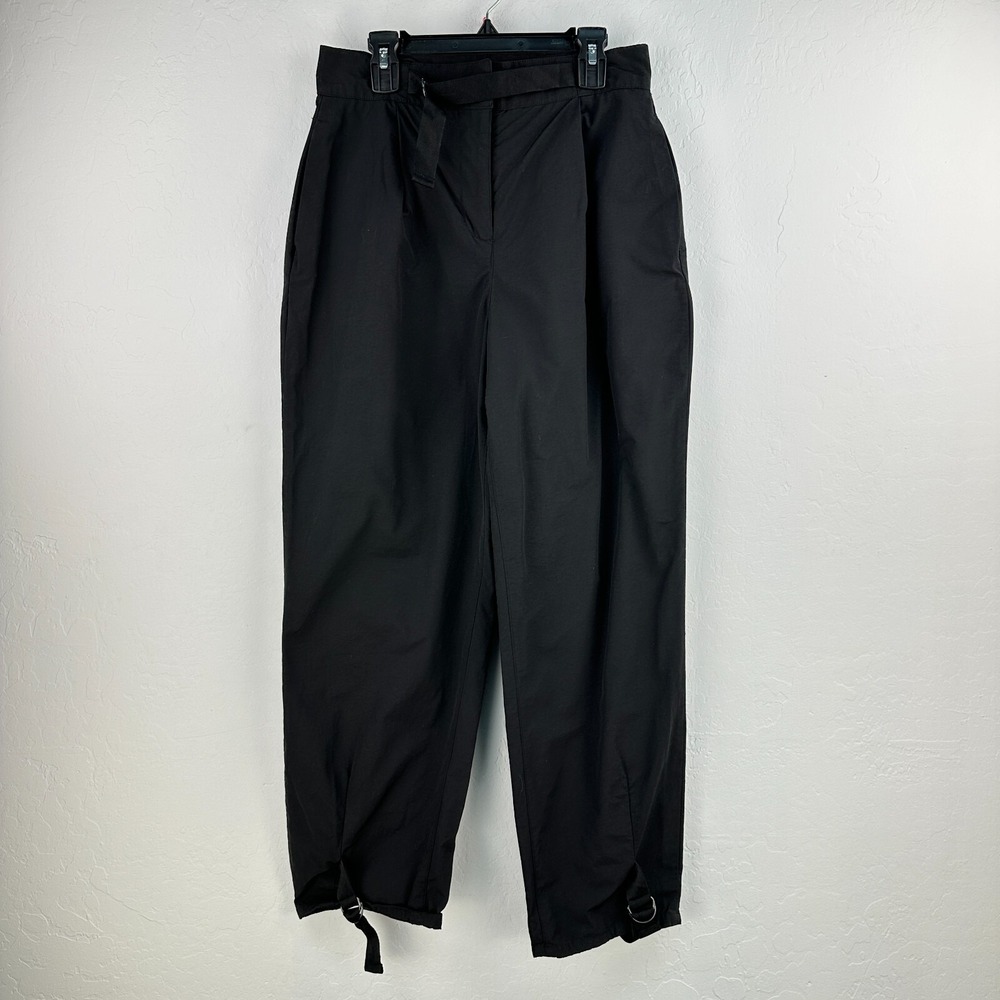 Oak + Fort Pants Womens 2 Black Pleated Tapered Leg Minimalist NYC Indie Work